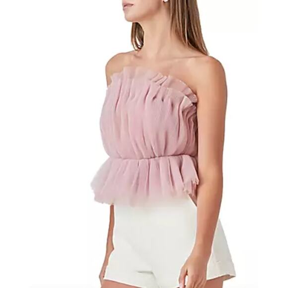 Endless Rose Strapless Tulle Peplum Top Small - Picture 1 of 6
